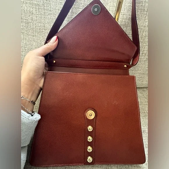 Authentic Yves Saint Laurent Studded Brown Shoulder Bag excellent like new YSL - Picture 4 of 14